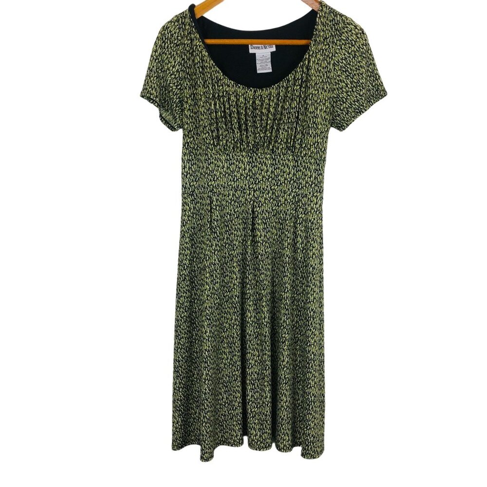 Danny & Nicole Knee Length Dress Sz 14 Abstract Print Short Sleeve Jersey Knit
